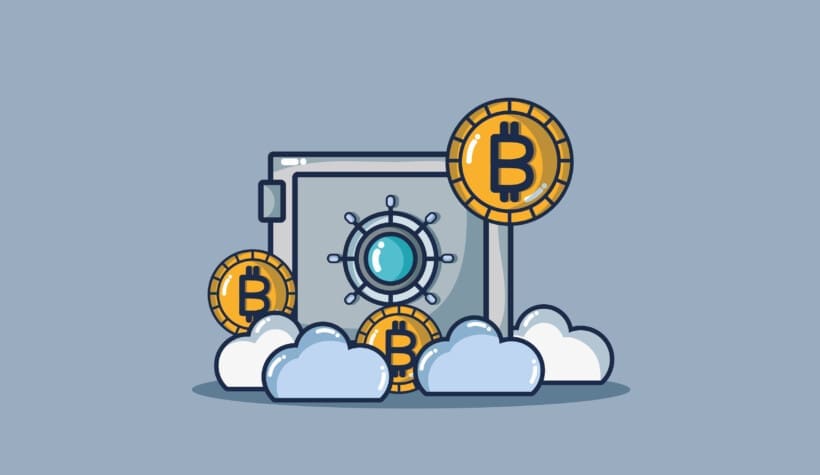 bitcoin digital money security technology vector illustration